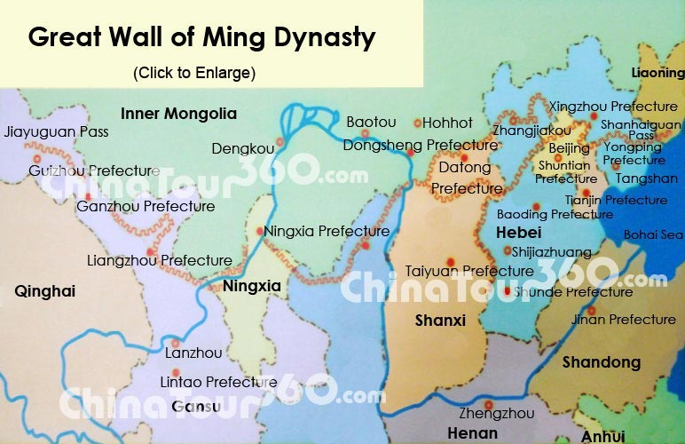 great wall of china facts. Great Wall Map