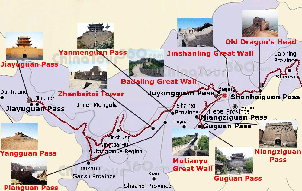 Great Wall Of China Map Great Wall Of China Map