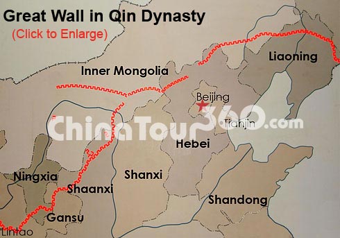 great wall of china on world map