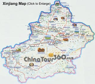 Xinjiang Tourism Map