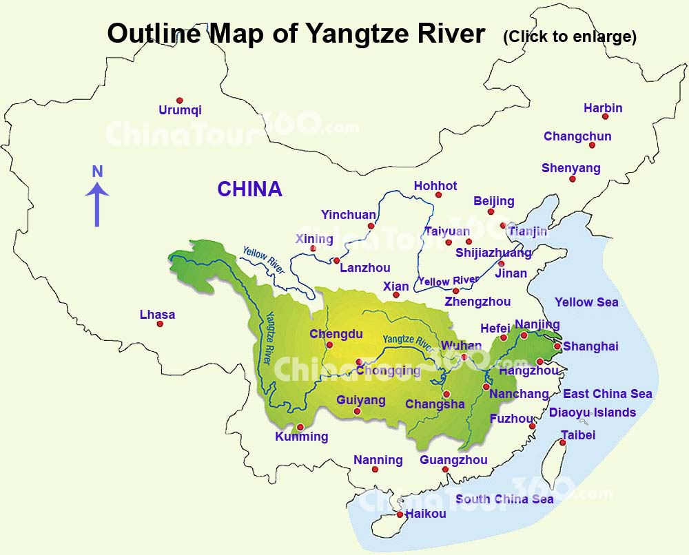 where is the yangtze river located on a map