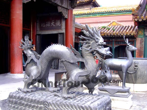 Bronze Statues of a Dragon and a Deer, Beijing Forbidden City