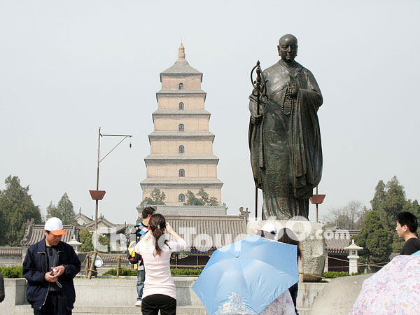 Monk Xuan Zang and the Big Wild Goose Pagoda