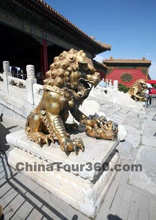 A Statue of A Lion in Forbidden City