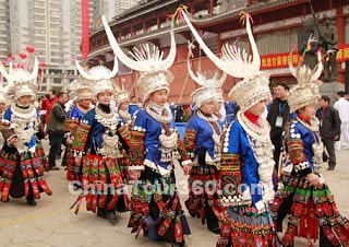 Miao People in Traditional Costume